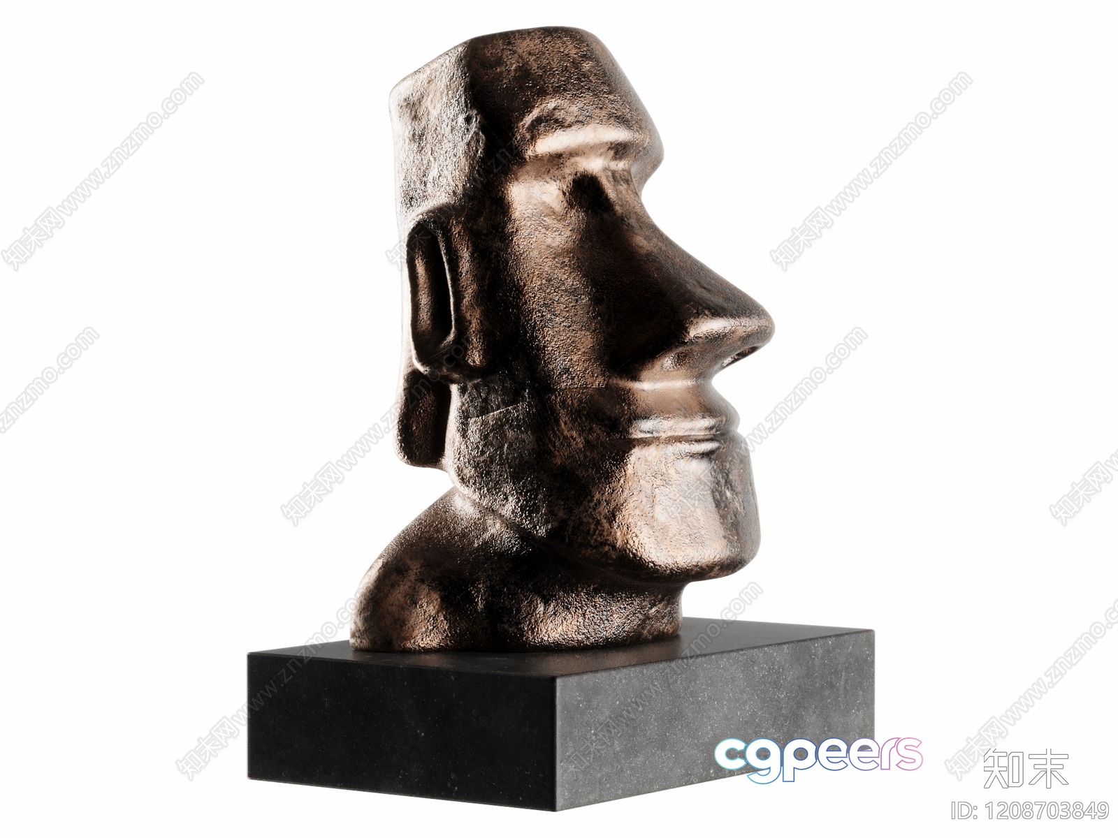 A Sculpture Of A Head On A Pedestal 3D Model - 22518 - VRAY Render
