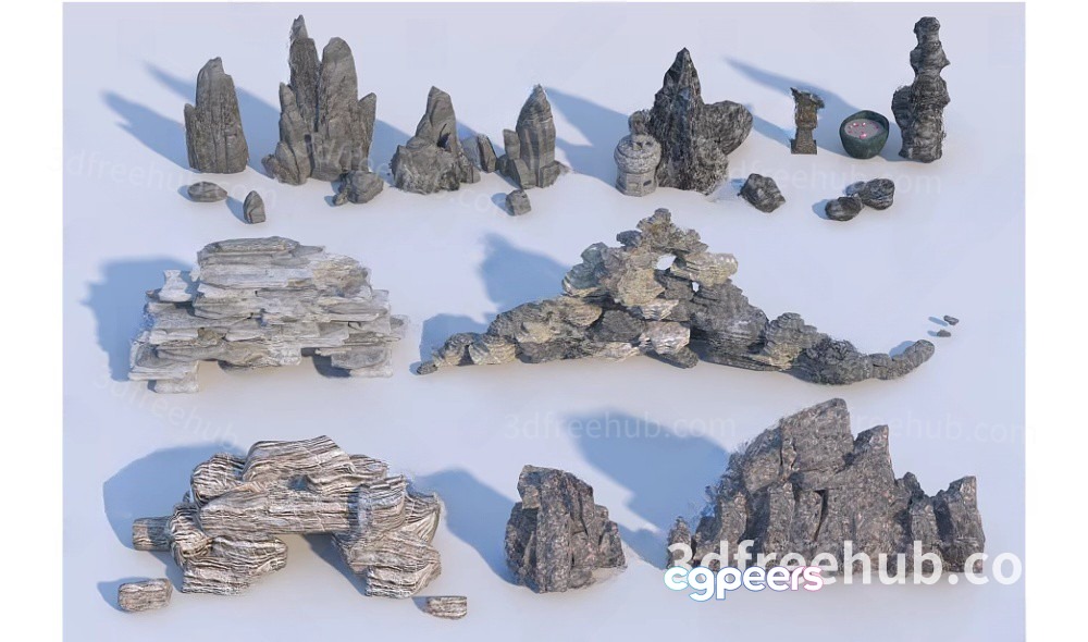 A Collection Of Grey Rocks 3D Model - 21437 - VRAY Render A Collection Of Grey Rocks 3D Model - 21437 - VRAY Render