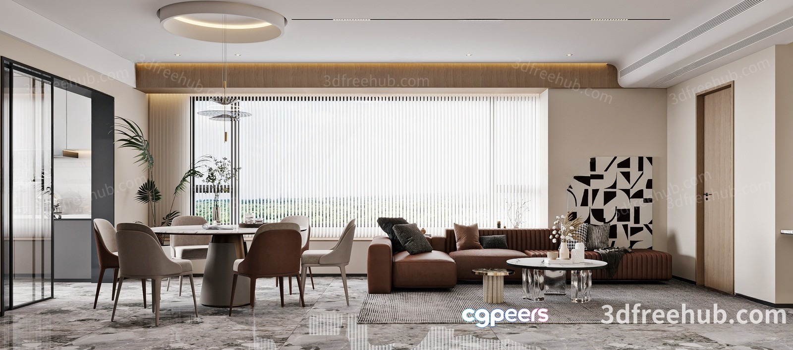 Modern Living Room 3D Model - 22982 - VRAY Render
