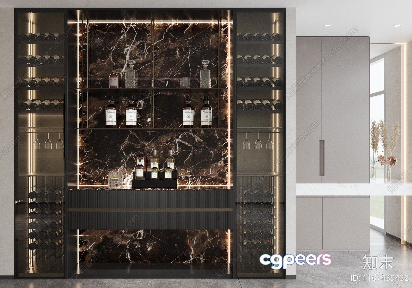 Modern Wine Cabinet 3D Model - 1733 - CORONA Render
