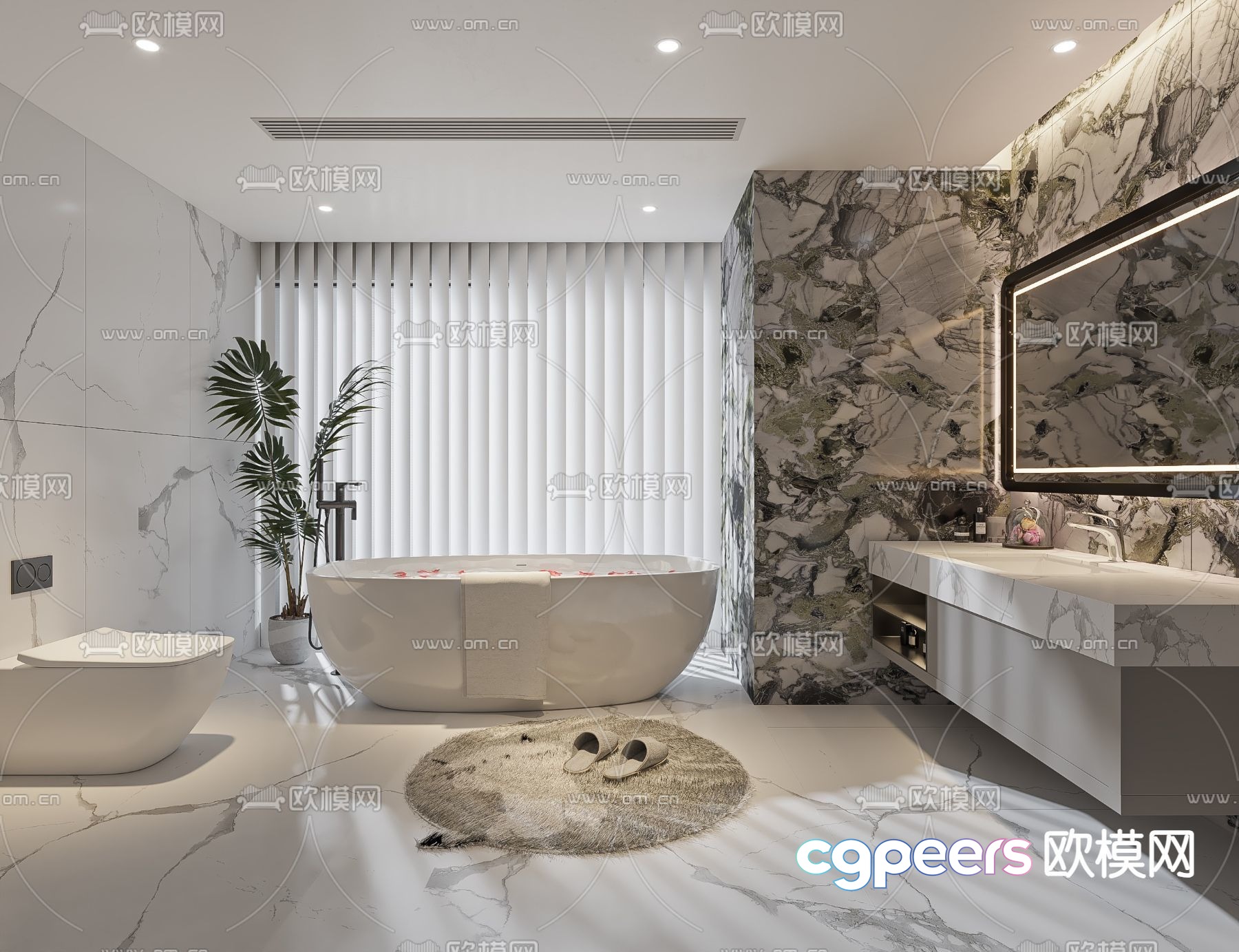 Modern Bathroom 3D Model - 1260 - VRAY Render Modern Bathroom 3D Model - 1260 - VRAY Render