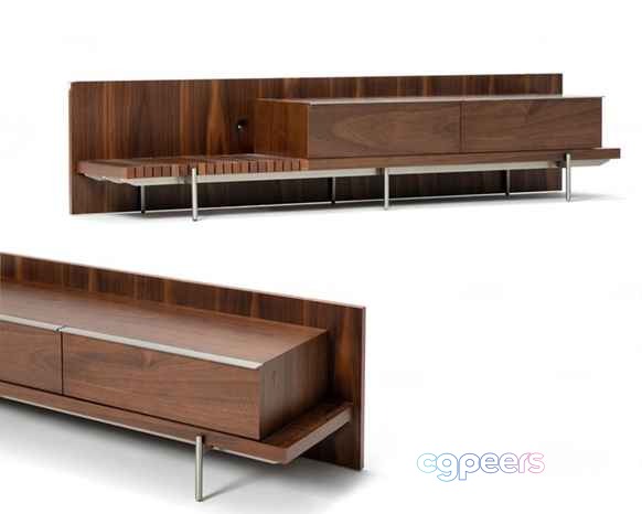 Modern Walnut Tv Stand 3D Model - 489 - CORONA Render Modern Walnut Tv Stand 3D Model - 489 - CORONA Render