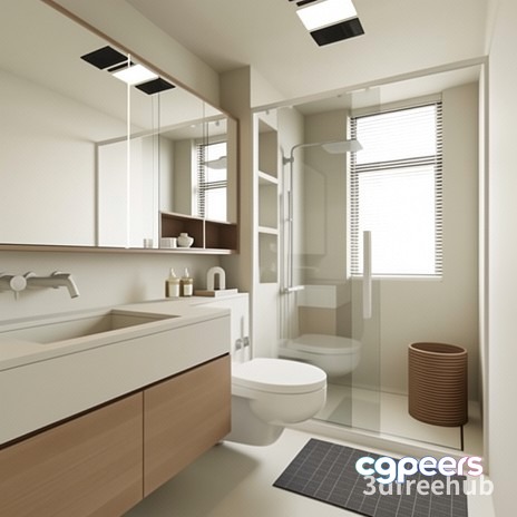 Modern Minimalist Bathroom 3D Model - 22425 - VRAY Render Modern Minimalist Bathroom 3D Model - 22425 - VRAY Render