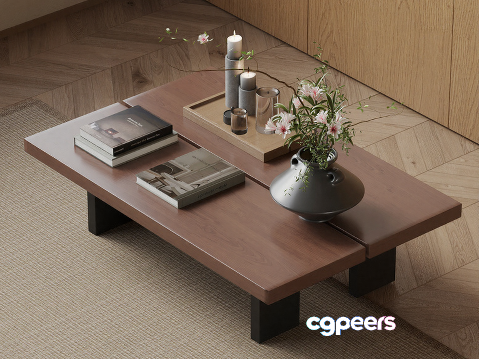 Modern Wooden Coffee Table 3D Model - 4566 - VRAY Render