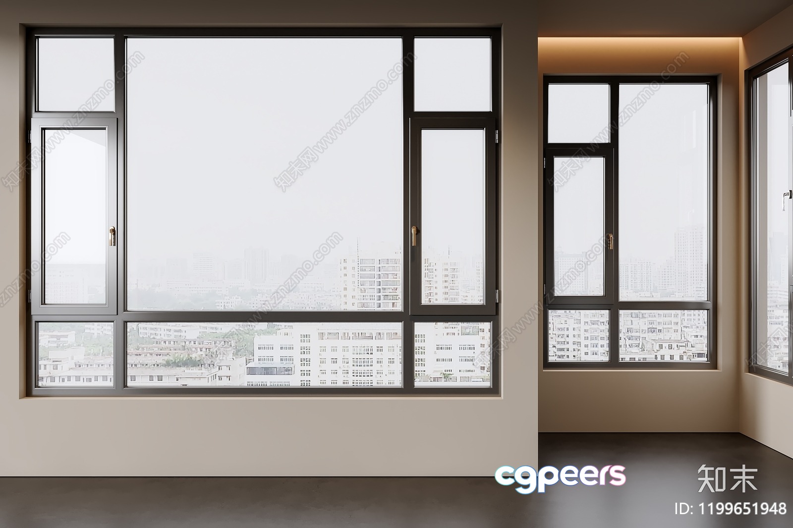 A Large Window With A City View 3D Model - 3397 - VRAY Render A Large Window With A City View 3D Model - 3397 - VRAY Render
