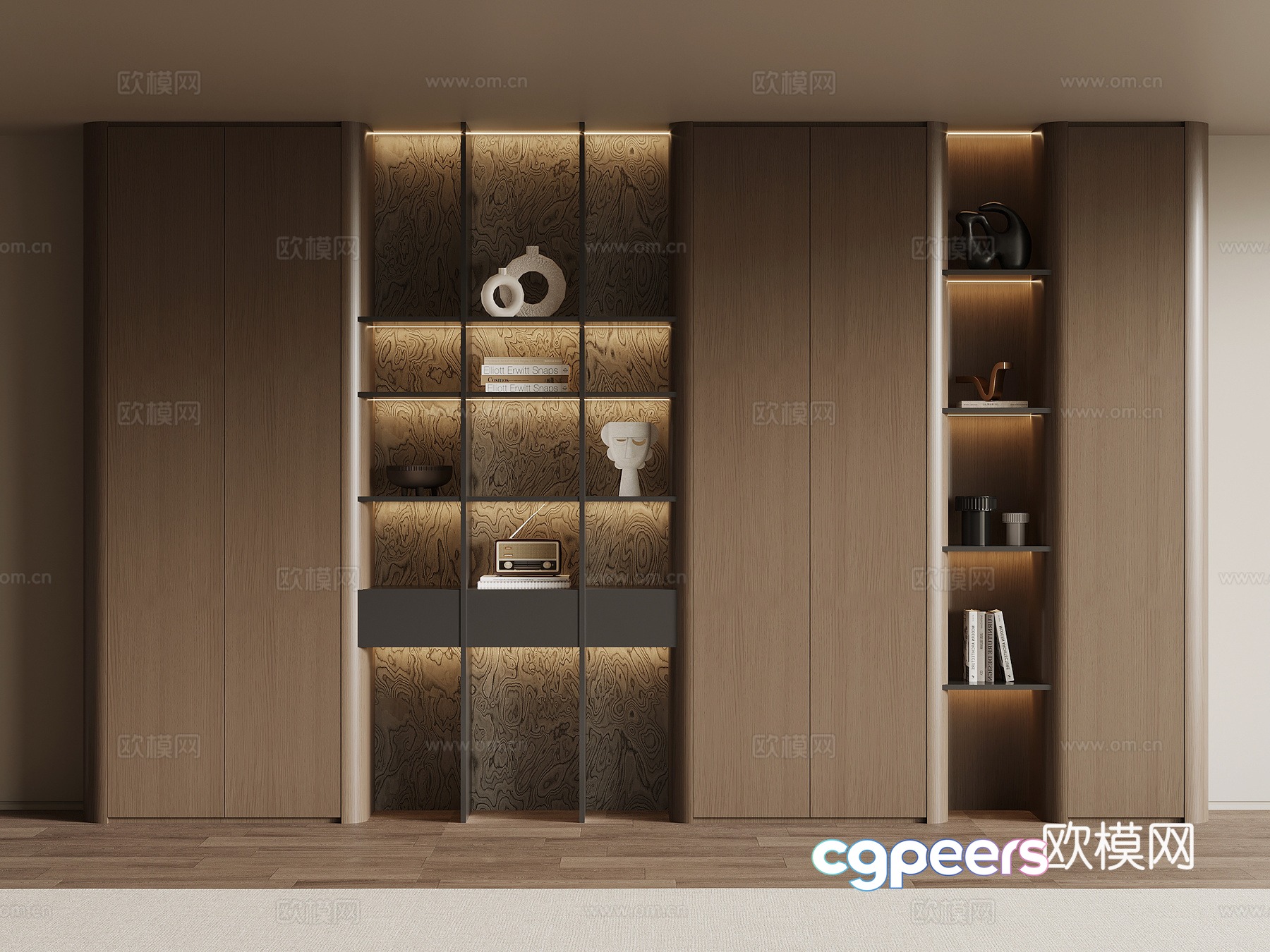 Modern Wooden Shelving 3D Model - 23430 - VRAY Render