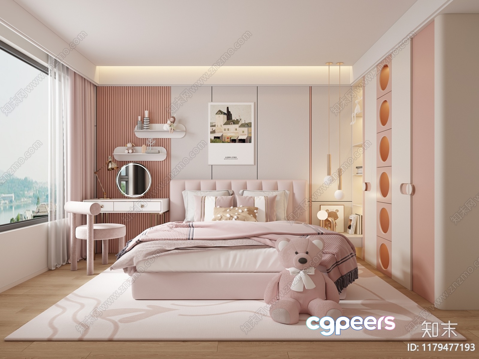 Cozy Pink Bedroom 3D Model - 3801 - VRAY Render