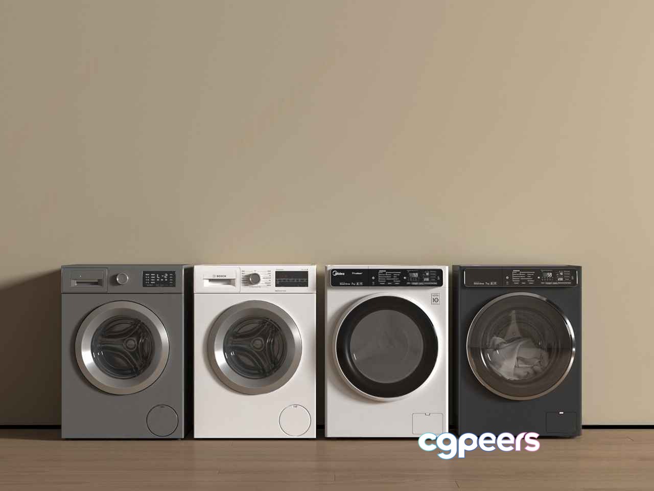 Four Washing Machines 3D Model - 14866 - VRAY Render