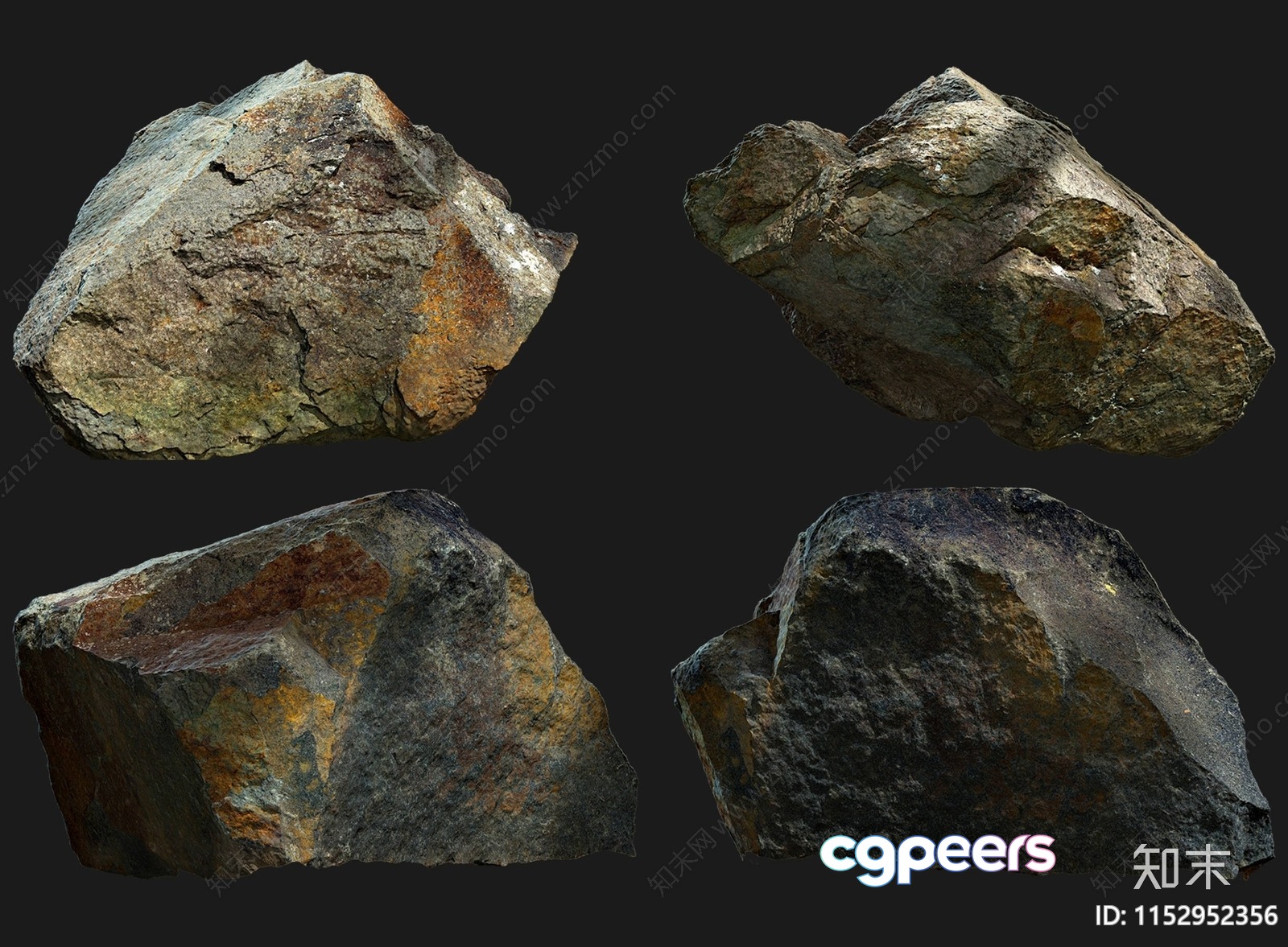 Four Large Rocks 3D Model - 4673 - VRAY Render
