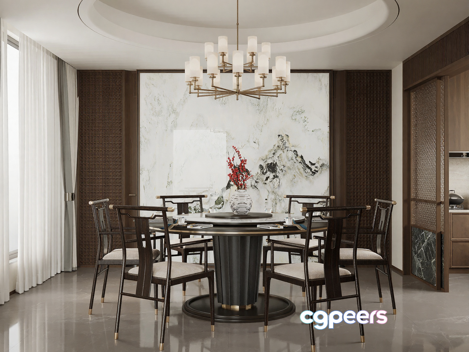 Modern Dining Room 3D Model - 16736 - VRAY Render