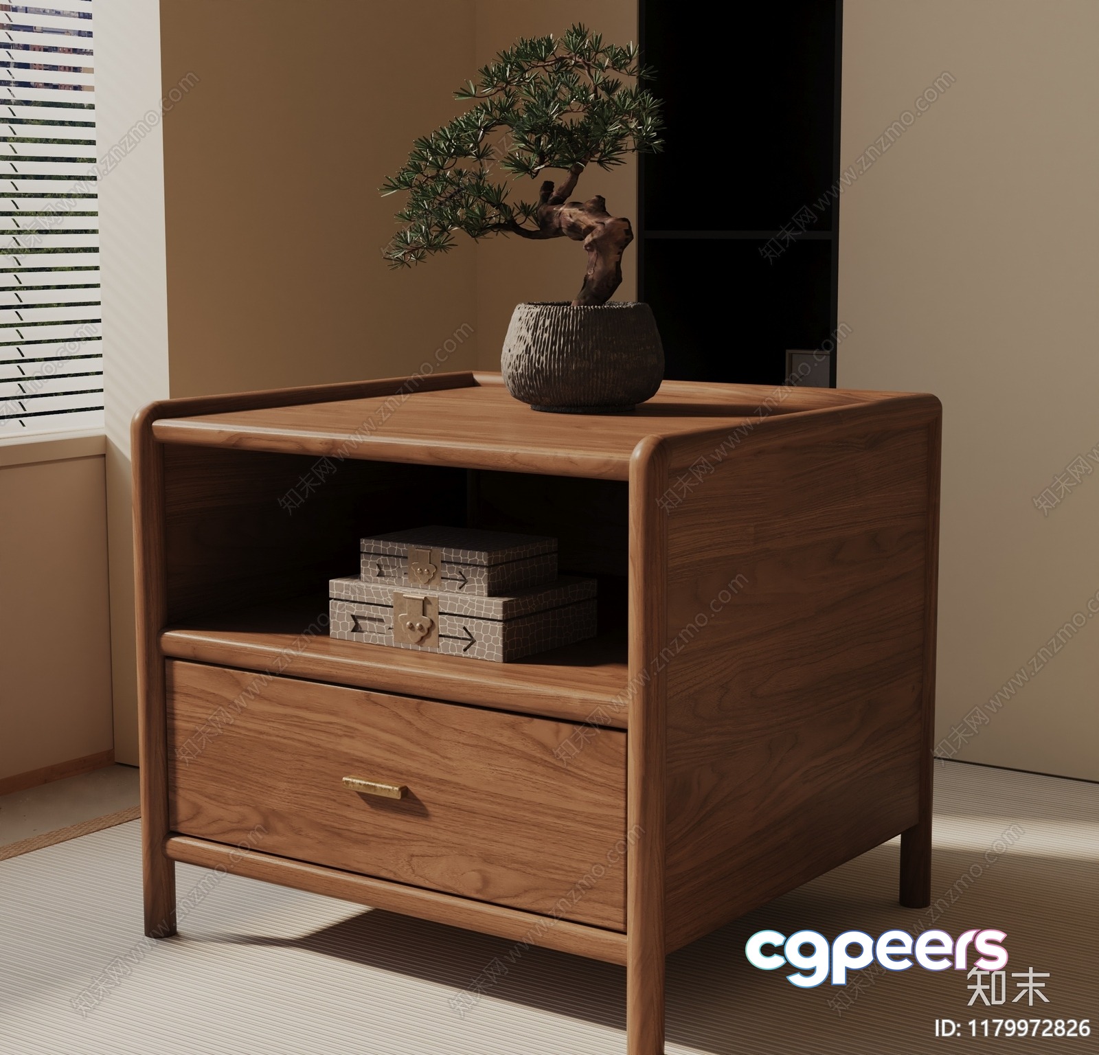 Wooden Nightstand 3D Model - 16290 - VRAY Render Wooden Nightstand 3D Model - 16290 - VRAY Render