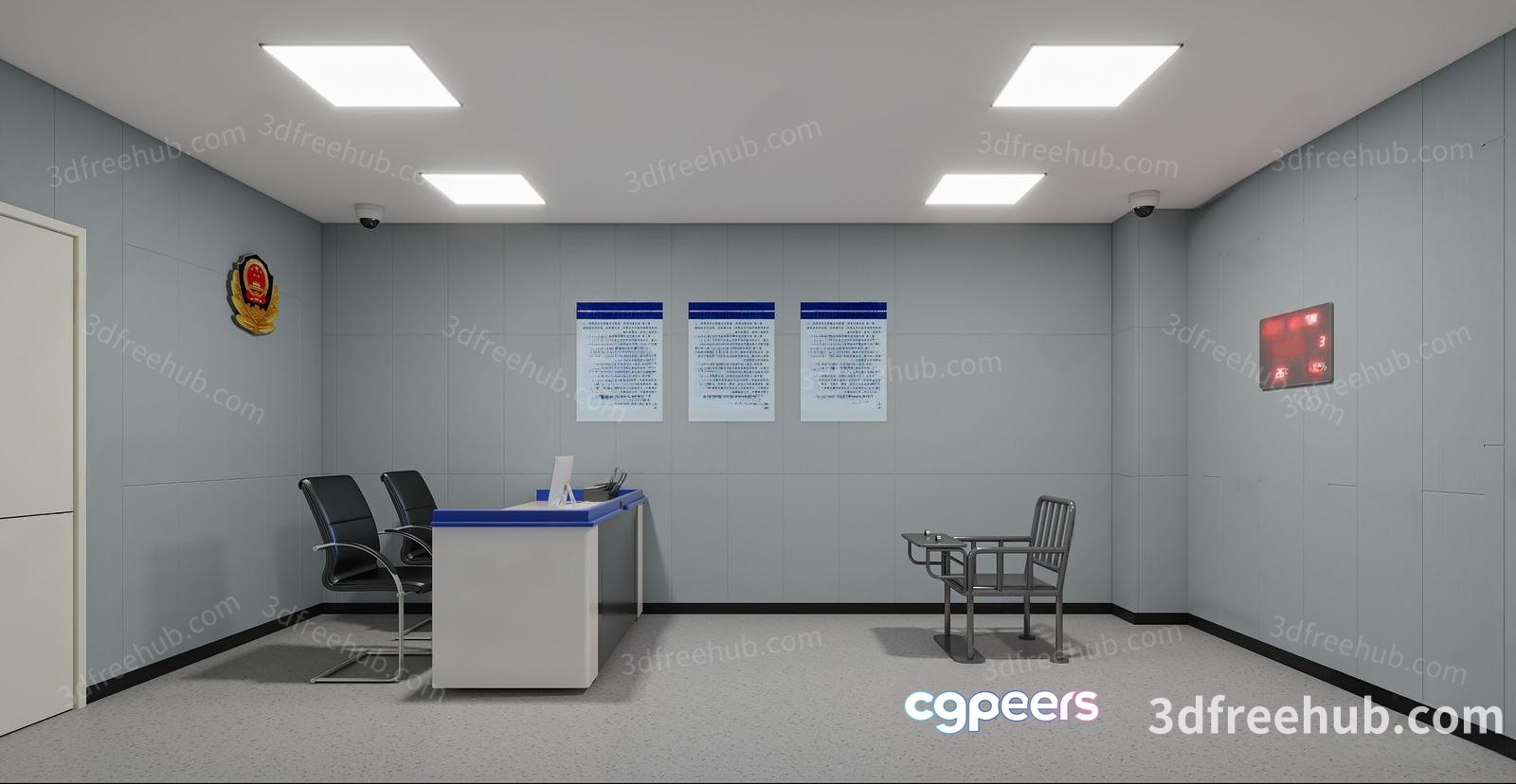 A 3D Rendering Of An Office Room 3D Model - 18928 - VRAY Render