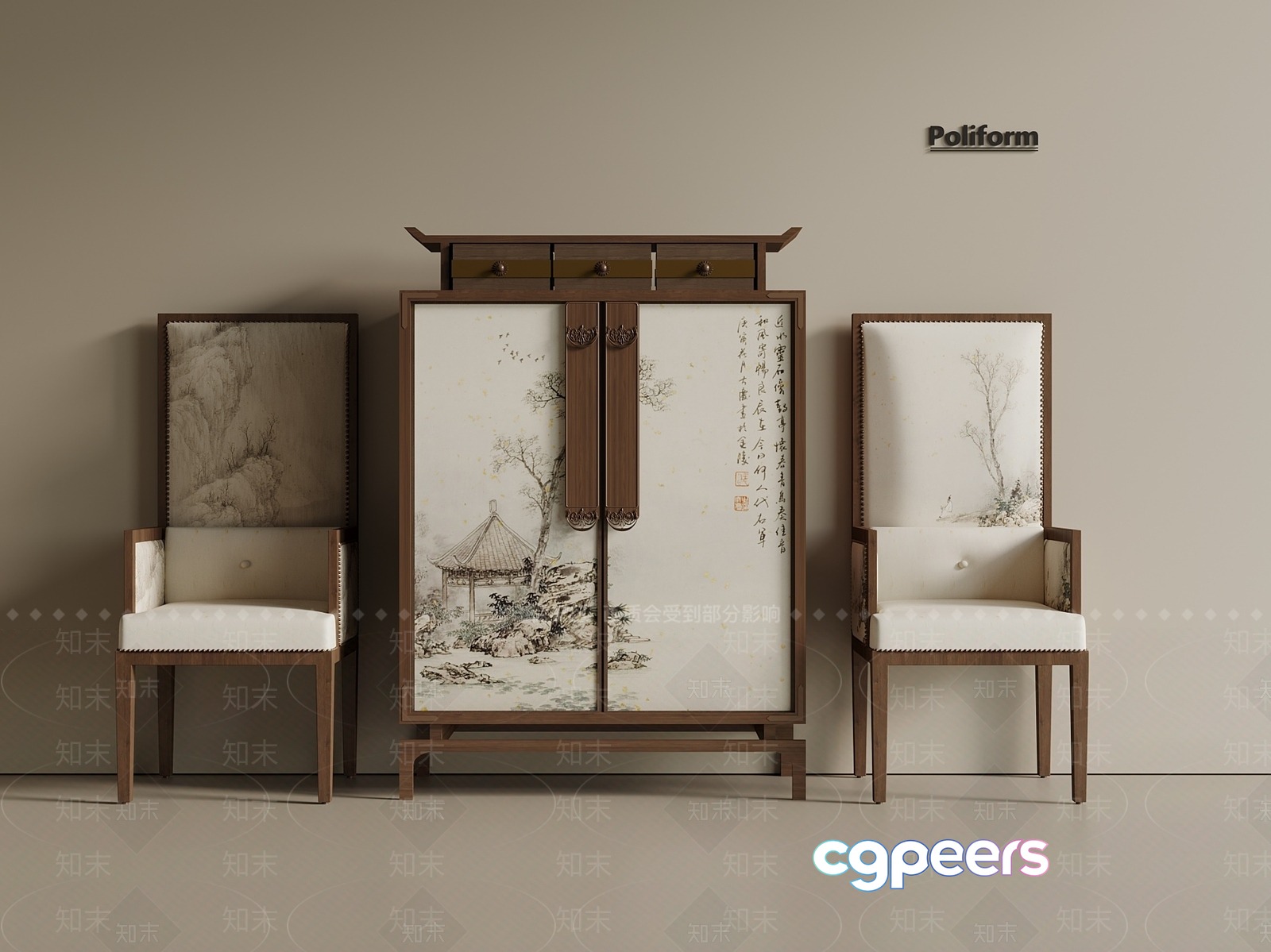 Modern Furniture With Chinese-Style Designs 3D Model - 19568 - VRAY Render