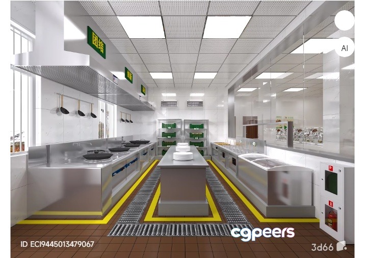 A Commercial Kitchen 3D Model - 10473 - VRAY Render A Commercial Kitchen 3D Model - 10473 - VRAY Render