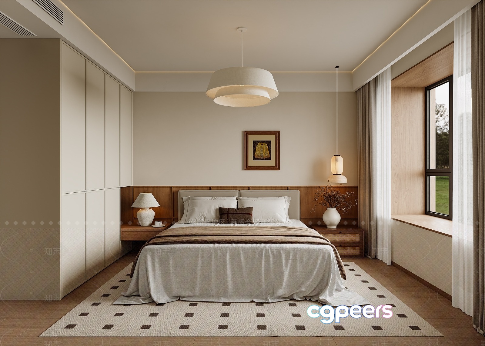 Modern Beige Bedroom 3D Model - 22752 - VRAY Render Modern Beige Bedroom 3D Model - 22752 - VRAY Render