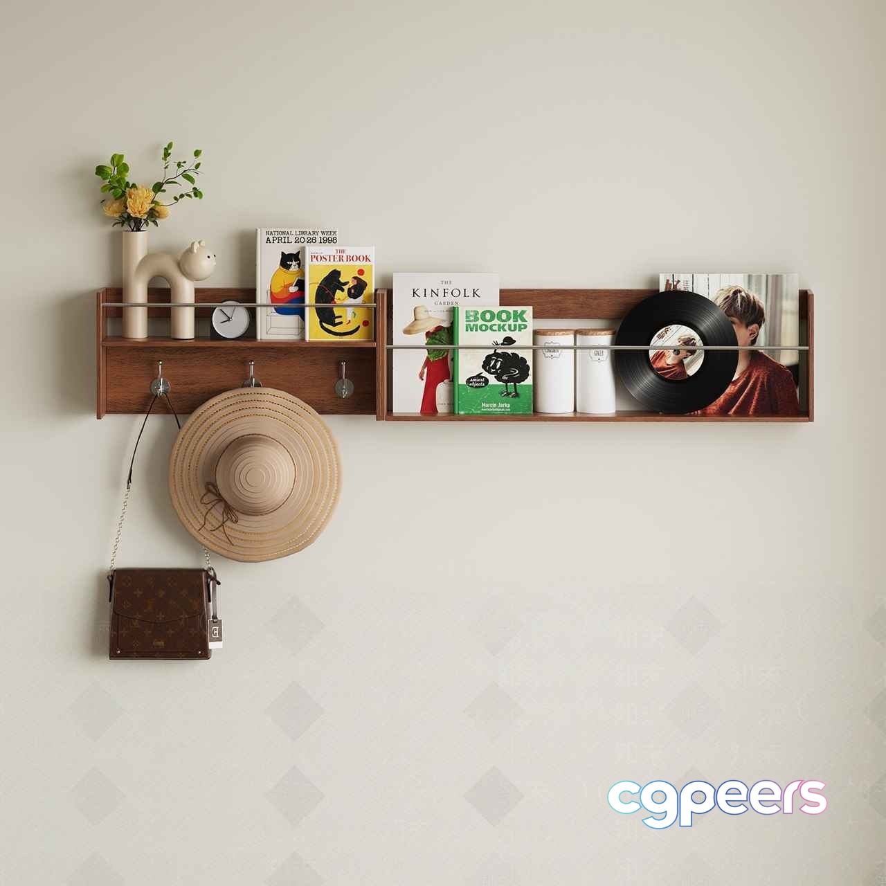 Wooden Shelf With Books 3D Model - 4169 - CORONA Render