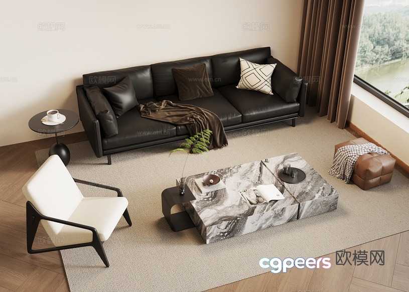 Modern Living Room 3D Model - 12666 - VRAY Render