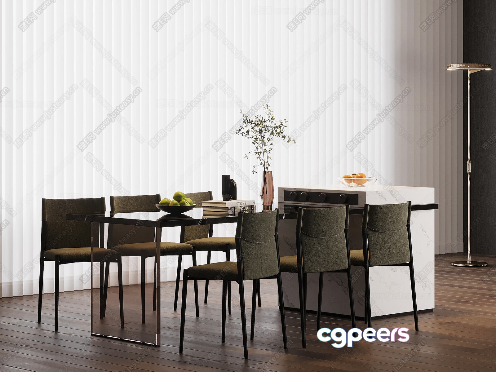 Modern Dining Table And Chairs 3D Model - 1269 - VRAY Render Modern Dining Table And Chairs 3D Model - 1269 - VRAY Render