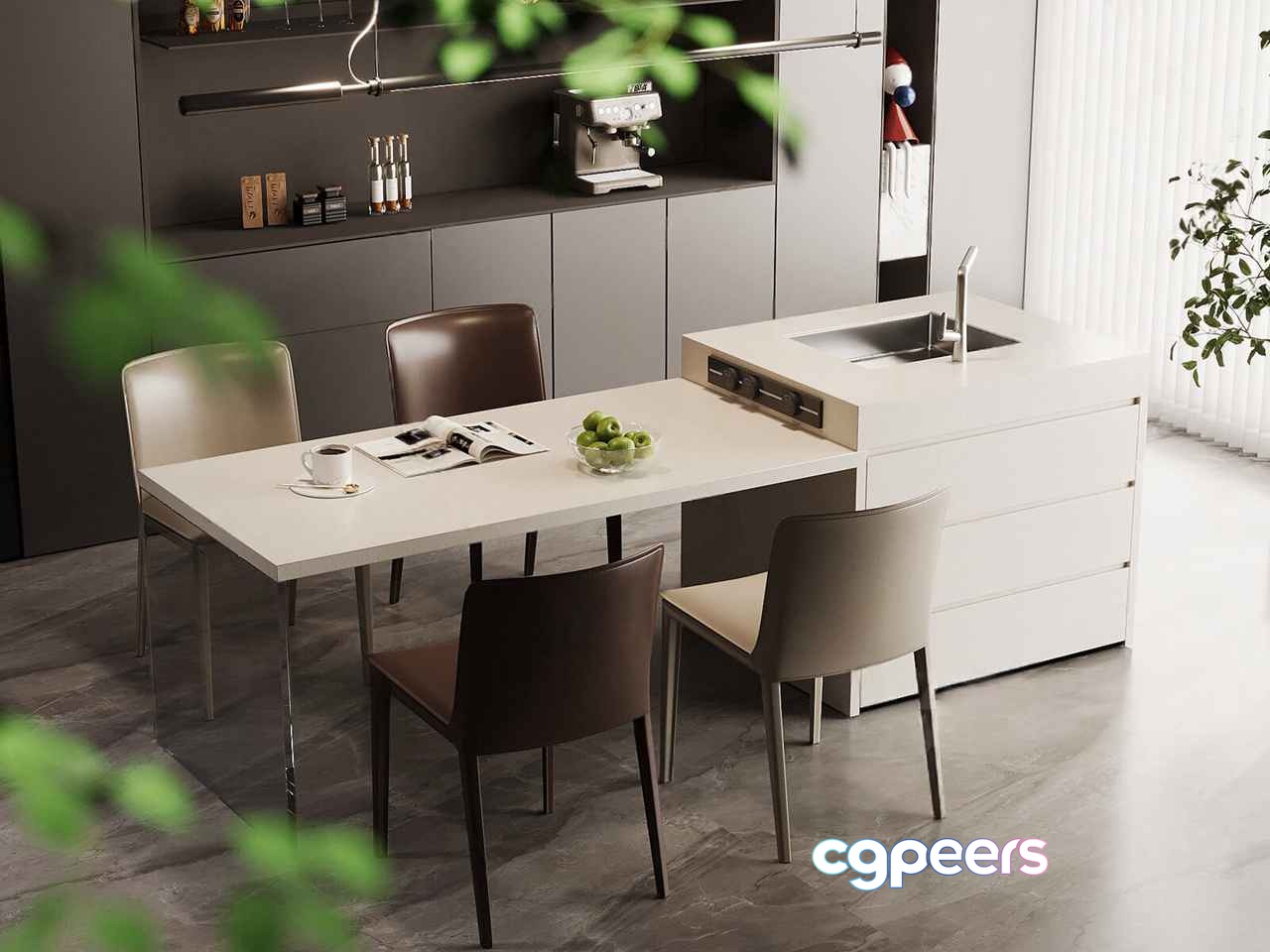 Modern Kitchen Island 3D Model - 5988 - VRAY Render