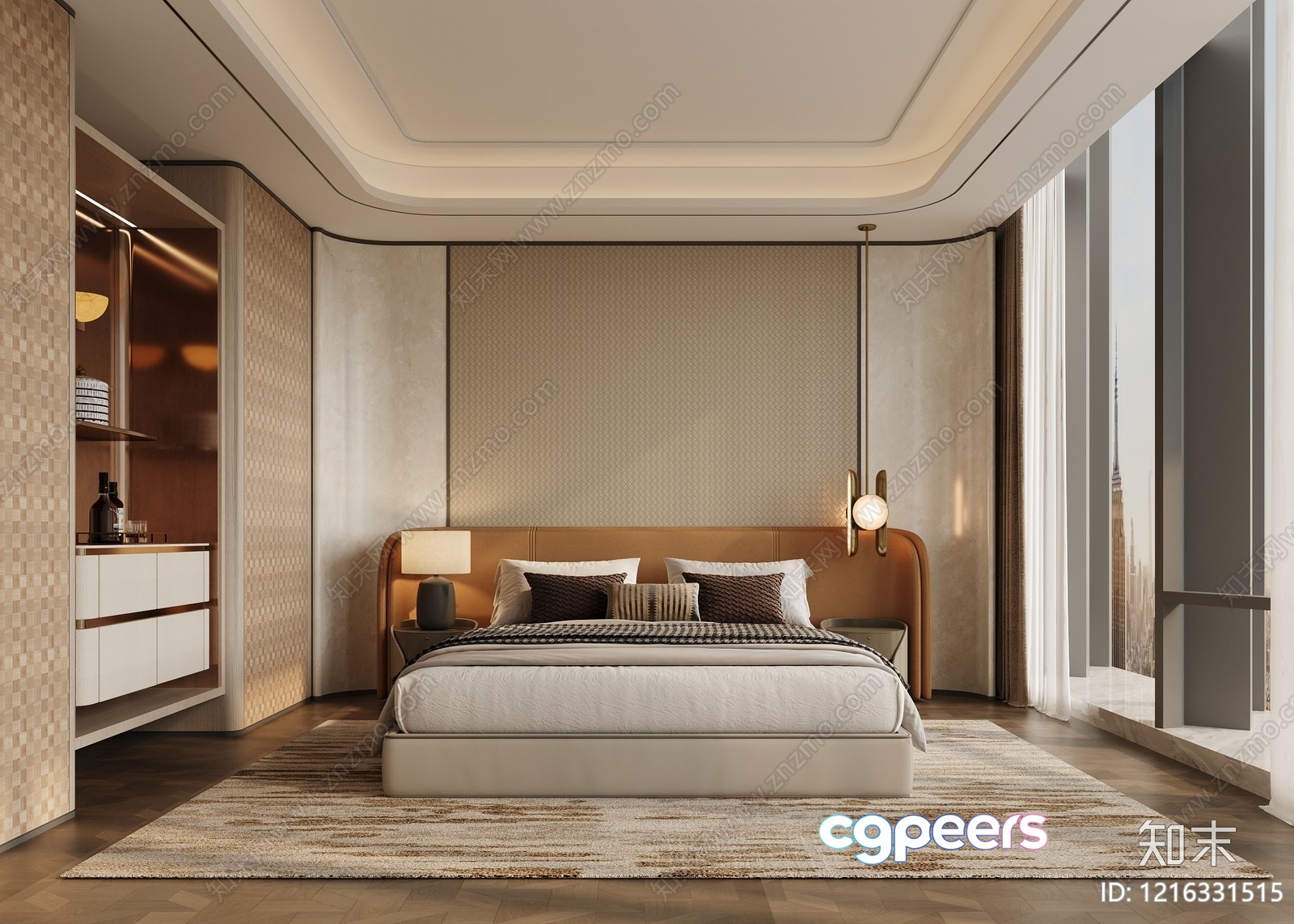 Cozy Modern Bedroom 3D Model - 15356 - VRAY Render