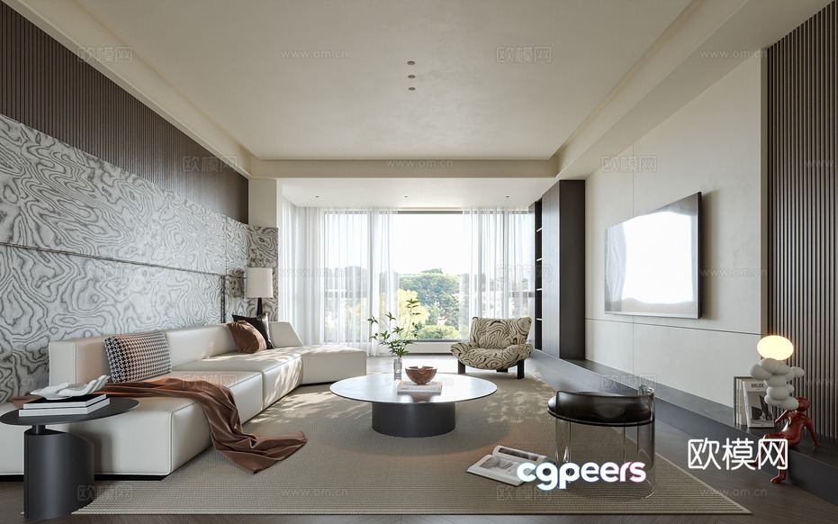 Modern Living Room 3D Model - 20314 - CORONA Render Modern Living Room 3D Model - 20314 - CORONA Render