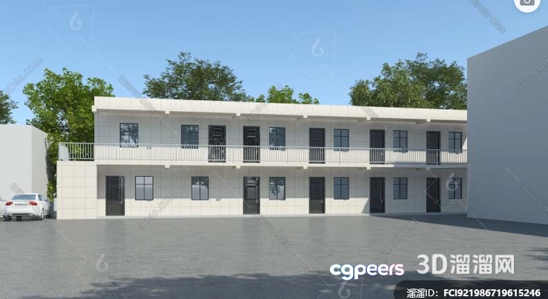 A 3D Rendering Of A White Building 3D Model - 800 - VRAY Render