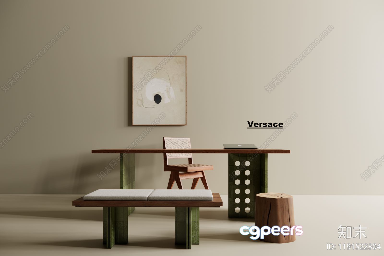 Modern Versace Desk 3D Model - 6531 - VRAY Render