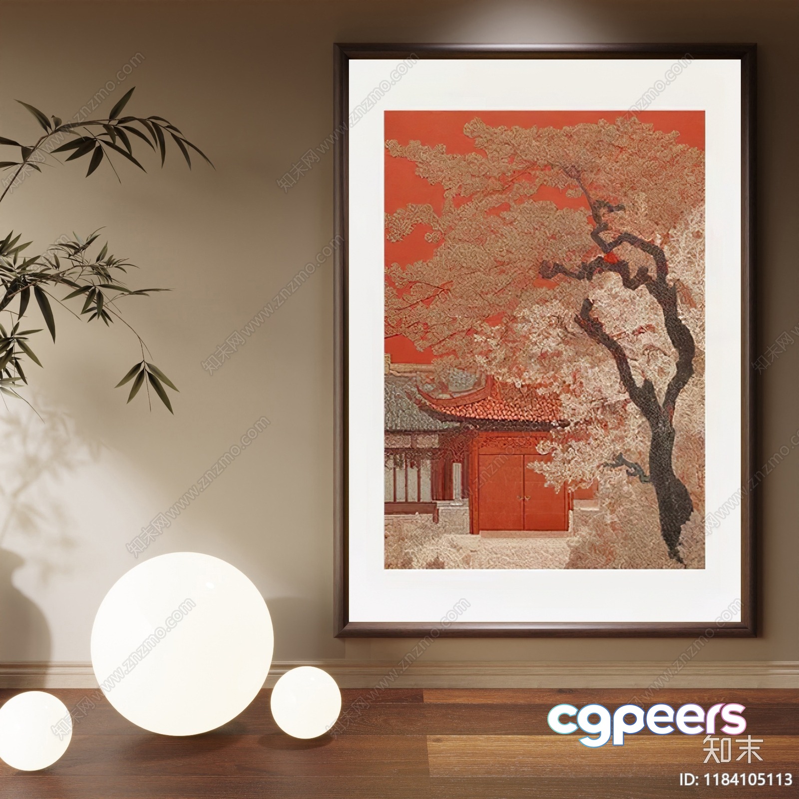 A Framed Asian-Style Painting 3D Model - 3506 - VRAY Render