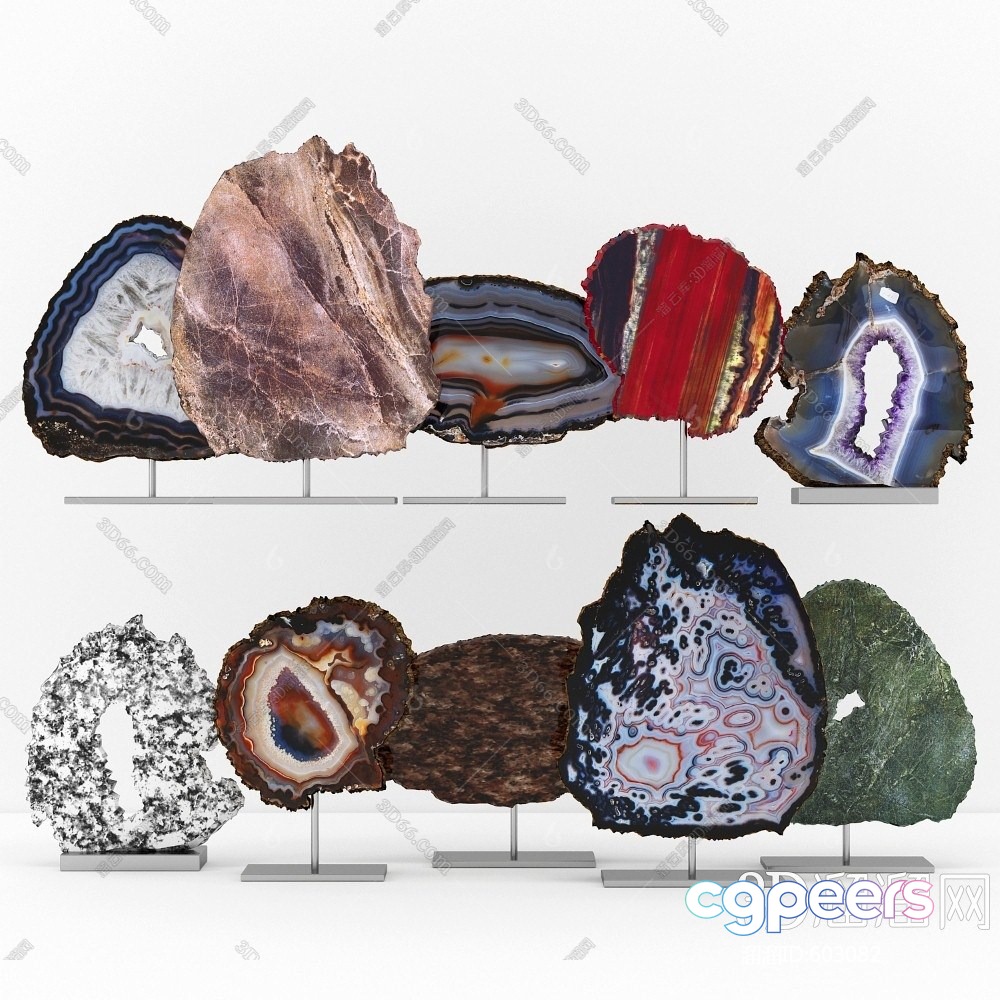 Agate Geode Slices 3D Model - 18491 - VRAY Render Agate Geode Slices 3D Model - 18491 - VRAY Render