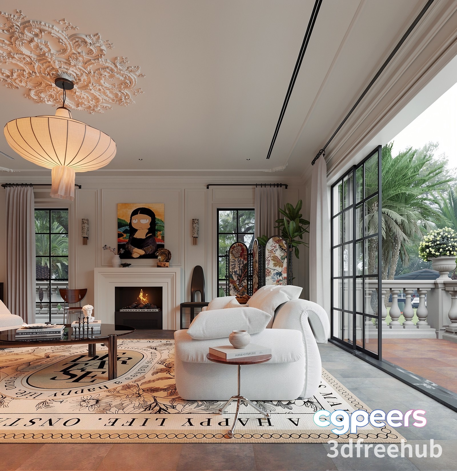 A Modern Living Room 3D Model - 19002 - VRAY Render