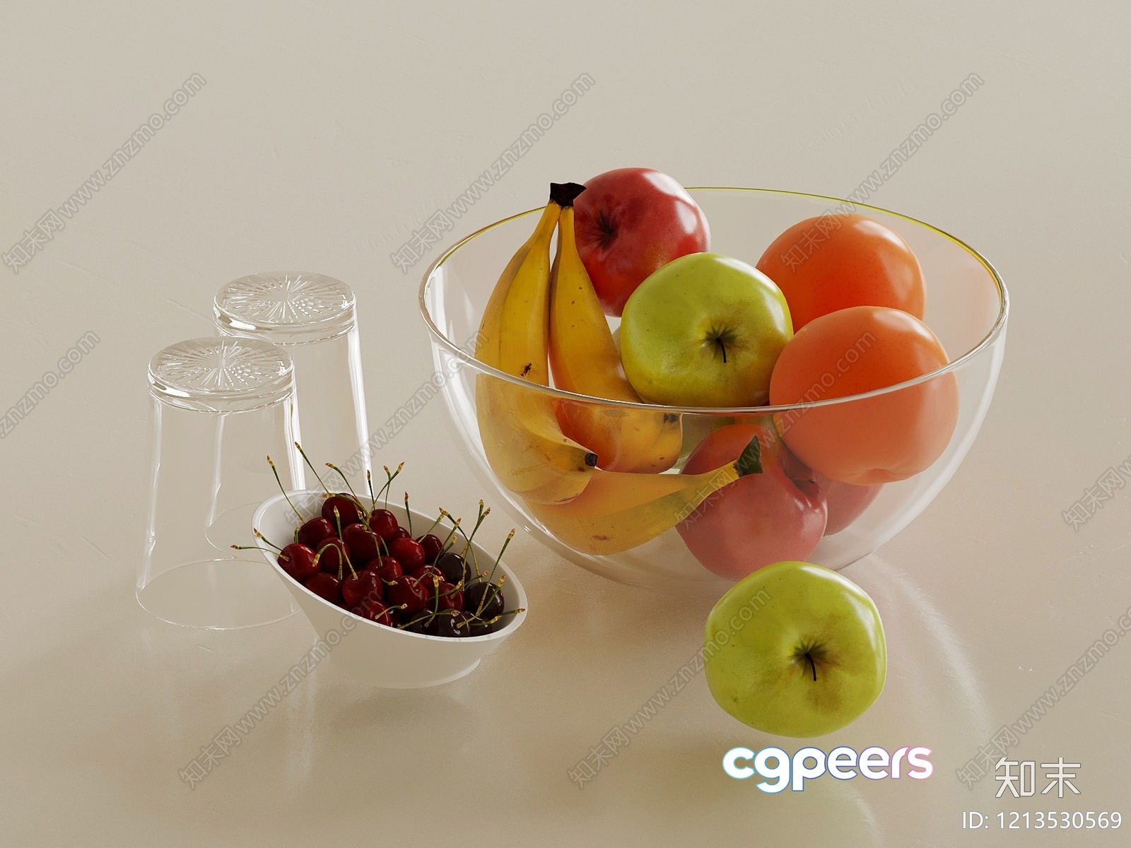 A Glass Bowl With Fruit 3D Model - 17209 - VRAY Render A Glass Bowl With Fruit 3D Model - 17209 - VRAY Render
