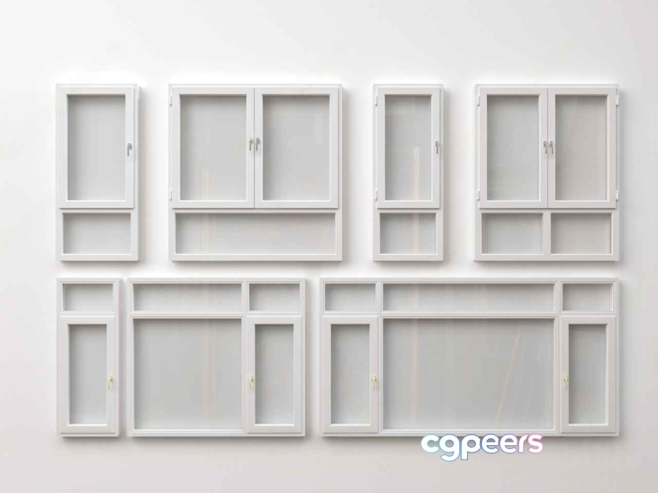 White Window Frames 3D Model - 1226 - VRAY Render