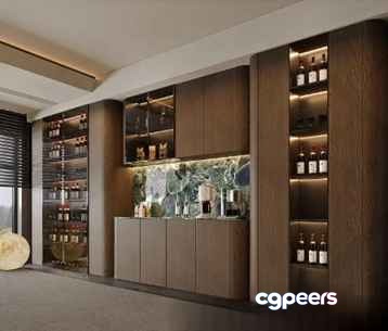Modern Wine Bar 3D Model - 10449 - CORONA Render