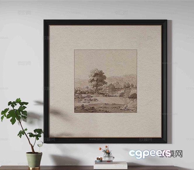 The Single Main Subject Is A Framed Picture And It Is A Landscape Drawing 3D Model - 2597 - VRAY Render The Single Main Subject Is A Framed Picture And It Is A Landscape Drawing 3D Model - 2597 - VRAY Render