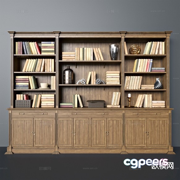 Wooden Bookcase 3D Model - 20701 - VRAY Render Wooden Bookcase 3D Model - 20701 - VRAY Render