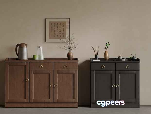 Two Wooden Cabinets 3D Model - 11125 - VRAY Render