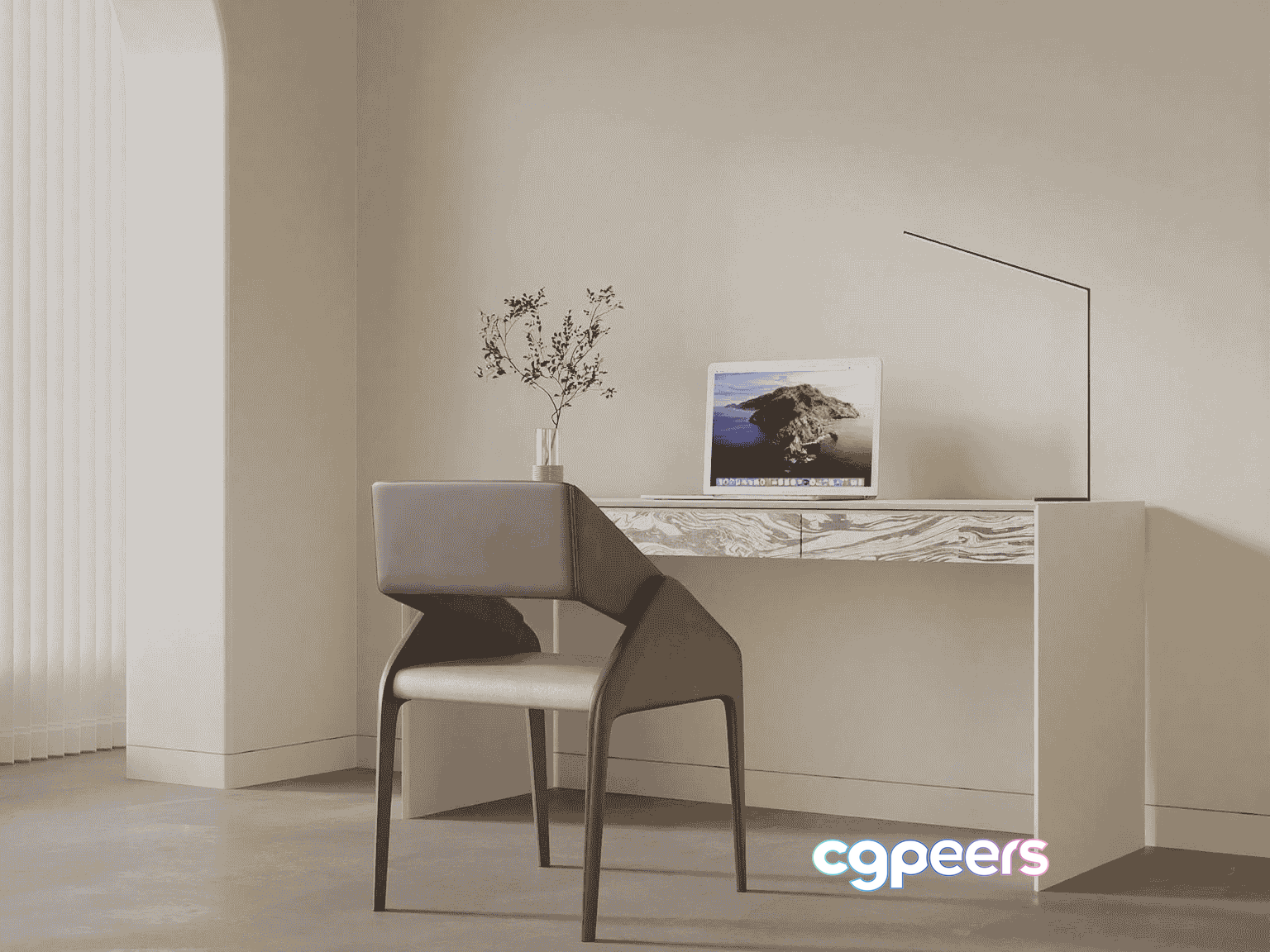 Modern Minimalist Desk 3D Model - 16419 - VRAY Render