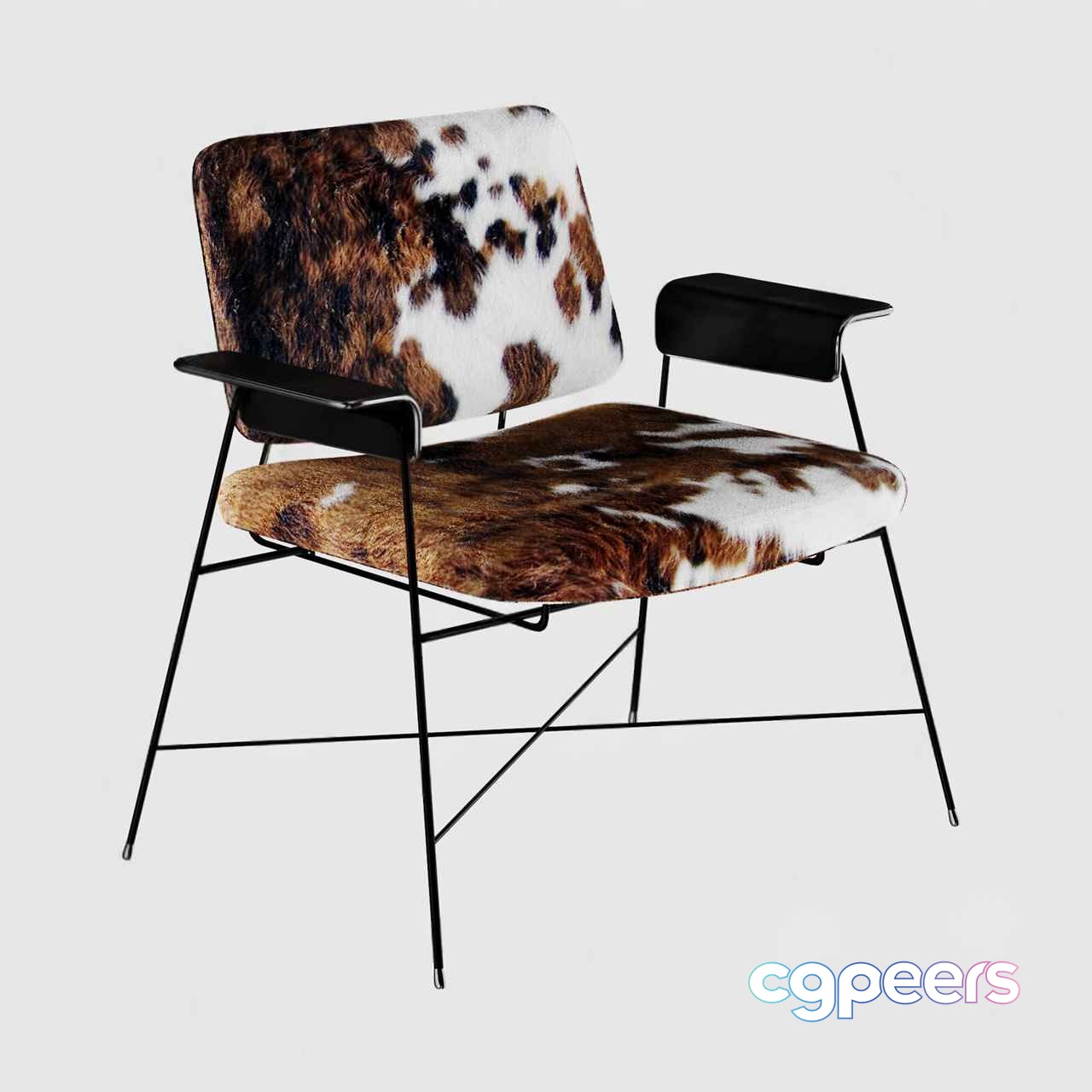 A Black Metal Chair With A Brown And White Cow-Print Seat And Back 3D Model - 12849 - CORONA Render A Black Metal Chair With A Brown And White Cow-Print Seat And Back 3D Model - 12849 - CORONA Render