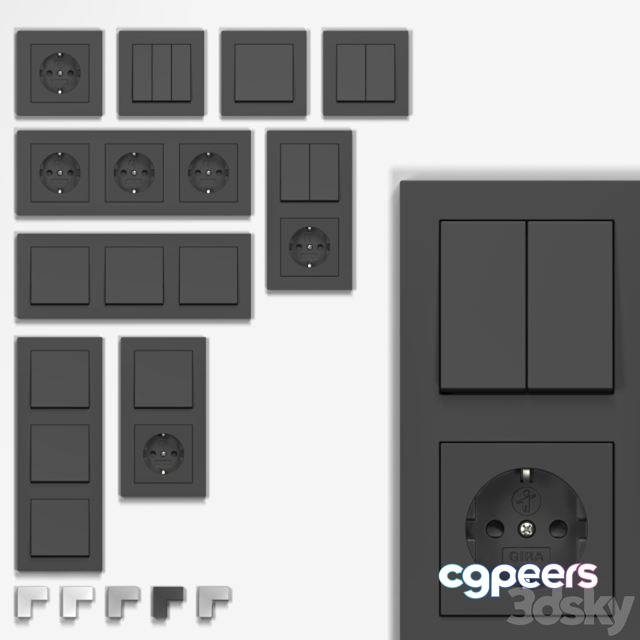 3ds Max Free - Gira E2, switch socket 3ds Max Free - Gira E2, switch socket