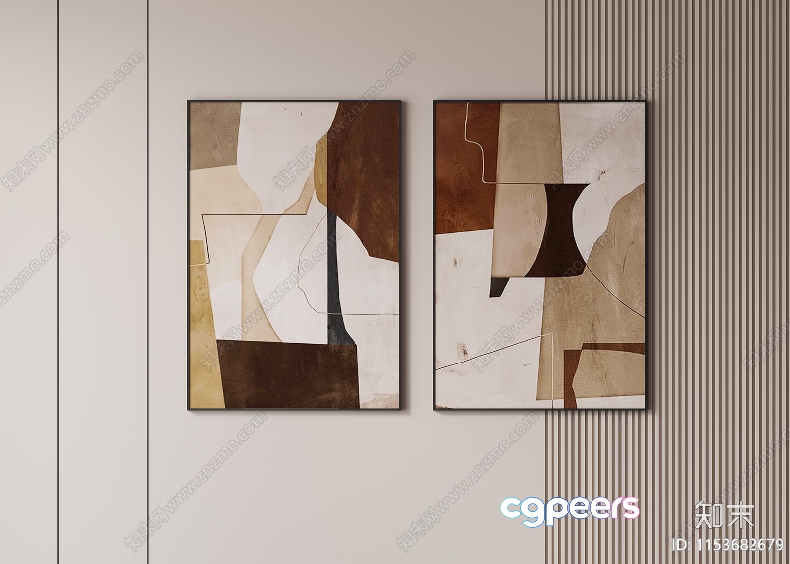 Modern Abstract Art Pieces 3D Model - 9449 - VRAY Render Modern Abstract Art Pieces 3D Model - 9449 - VRAY Render