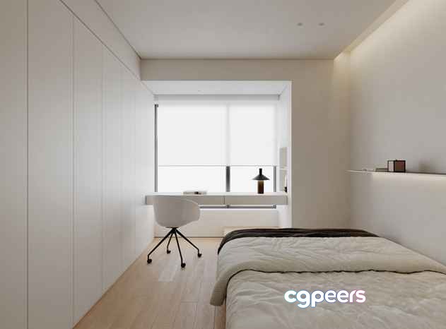 Modern Minimalist Bedroom 3D Model - 16156 - CORONA Render