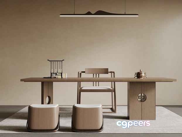 Modern Minimalist Desk 3D Model - 21695 - VRAY Render Modern Minimalist Desk 3D Model - 21695 - VRAY Render