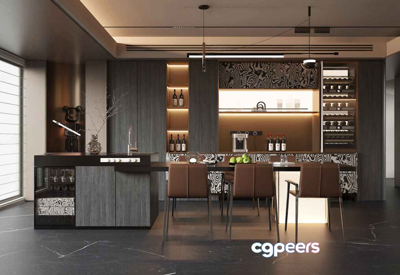 Modern Kitchen Design 3D Model - 16765 - VRAY Render