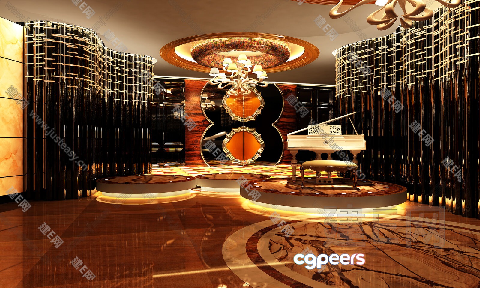 Luxurious Piano Room 3D Model - 9808 - VRAY Render