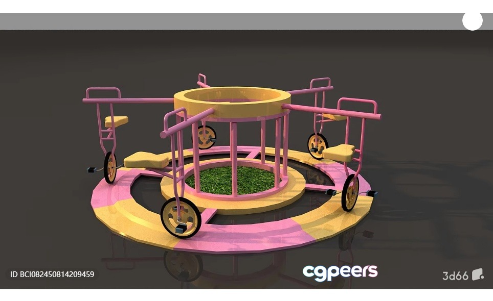 A Pink And Yellow Playground Carousel 3D Model - 8573 - VRAY Render