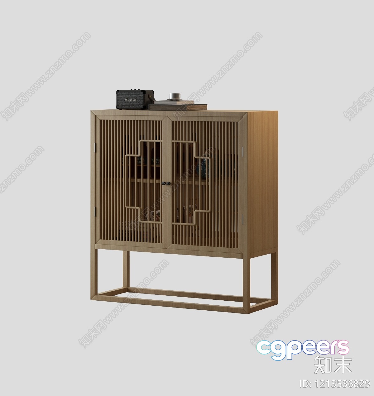 Wooden Cabinet With Slats 3D Model - 11927 - VRAY Render