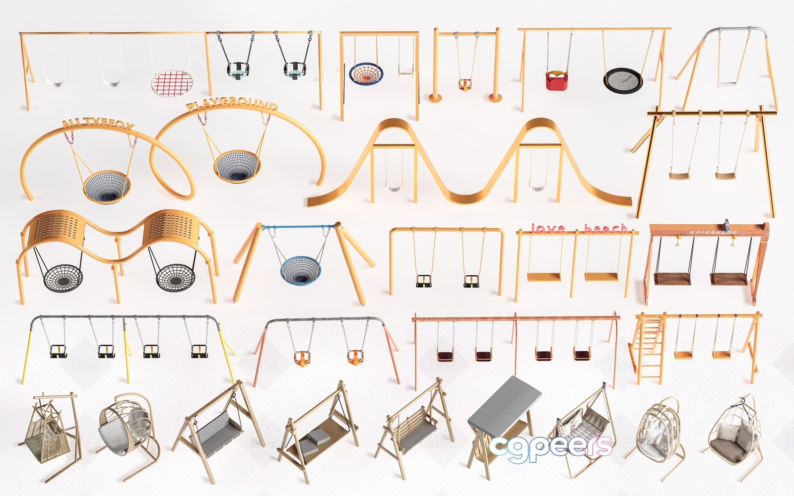 Wooden Swing Sets 3D Model - 13074 - VRAY Render