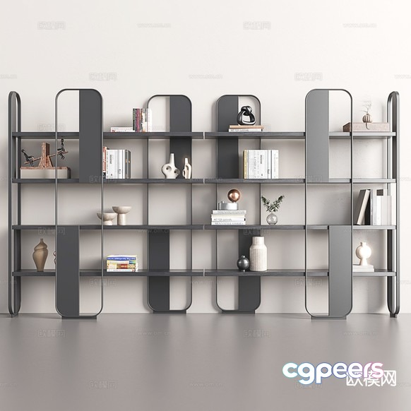A Bookshelf With Modern Design 3D Model - 1832 - VRAY Render A Bookshelf With Modern Design 3D Model - 1832 - VRAY Render