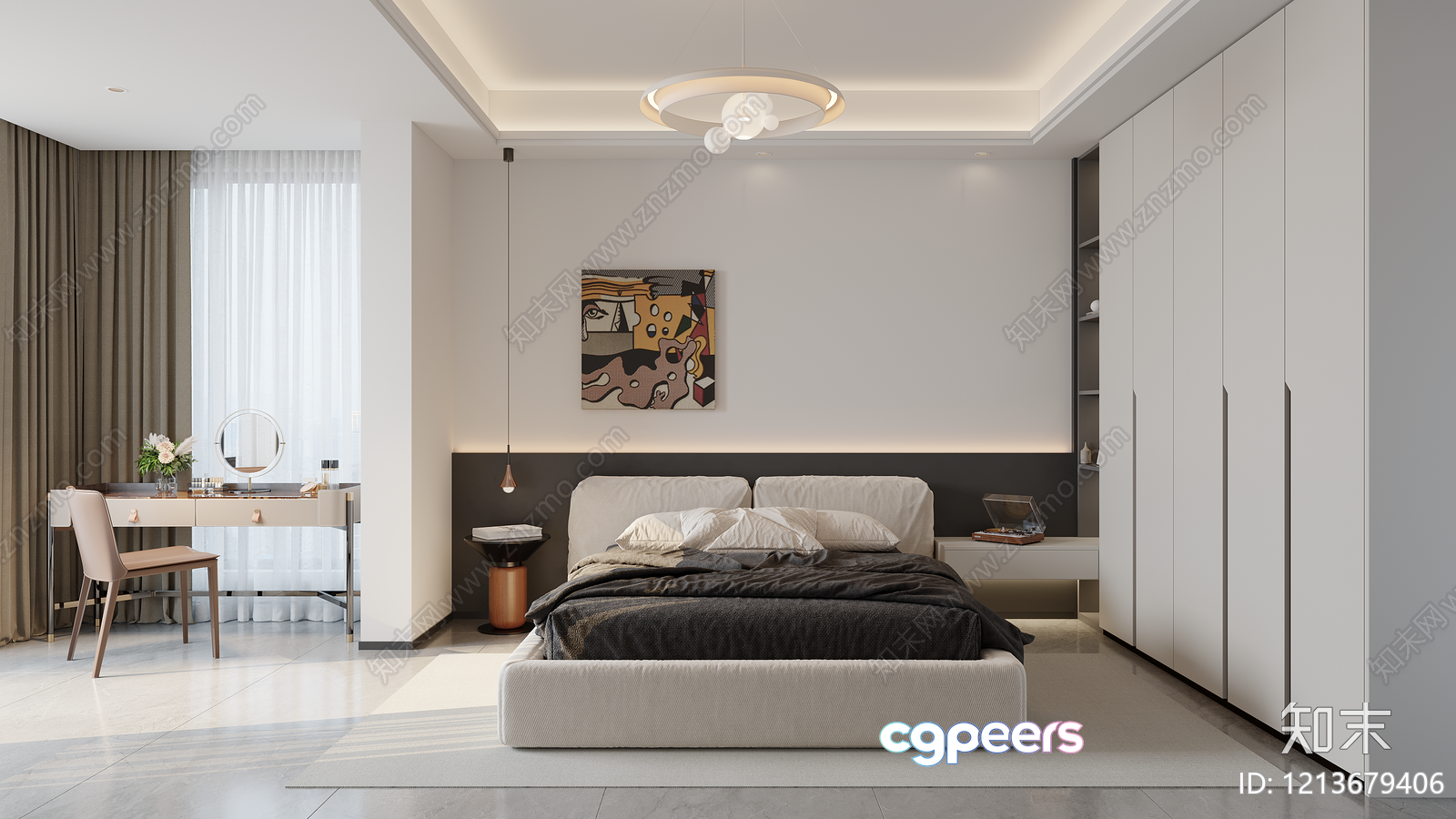 Cozy Modern Bedroom 3D Model - 16204 - VRAY Render