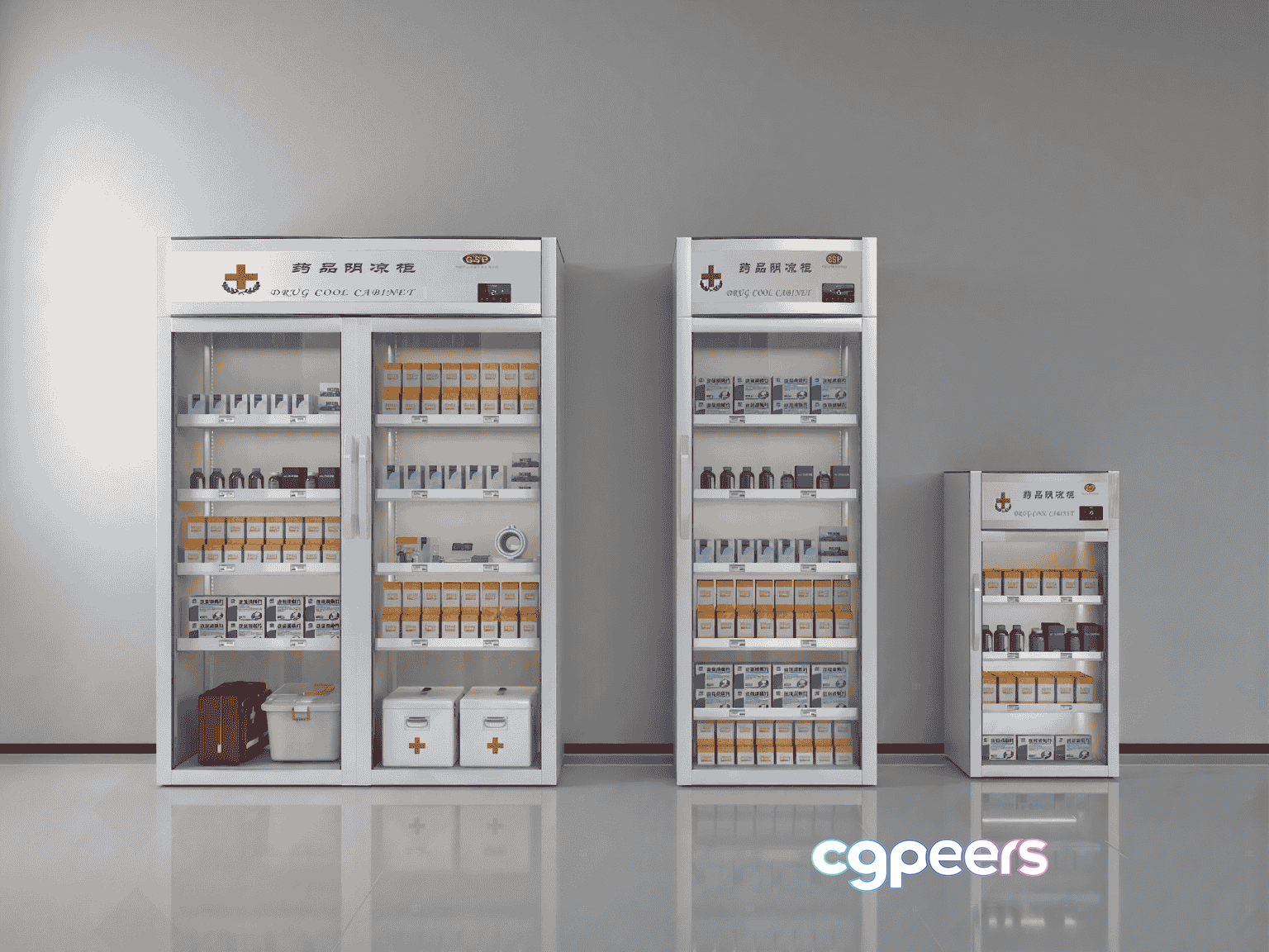 Three Drug Cabinets 3D Model - 13728 - VRAY Render Three Drug Cabinets 3D Model - 13728 - VRAY Render